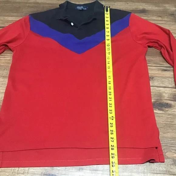 GUC POLO Ralph Lauren suicide skier long sleeve polo sz L